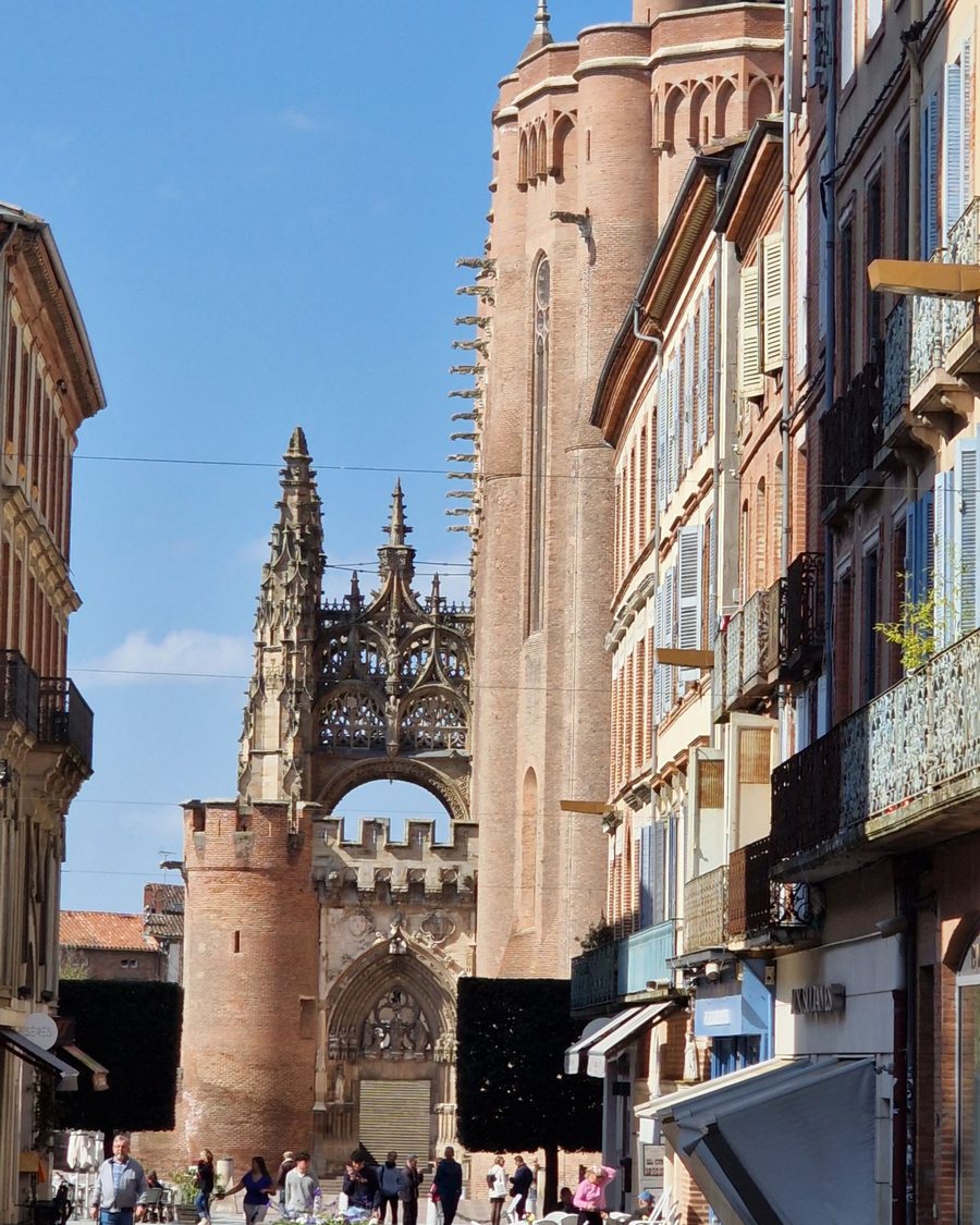 Rue commerçante du Grand-centre d’Albi menant au porche de la cathédrale Sainte-Cécile